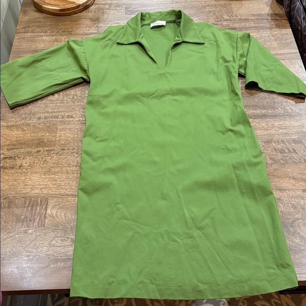 MEIMEIJ knit shift dress with half sleeve in Green. Size 44: Large - Picture 2 of 11